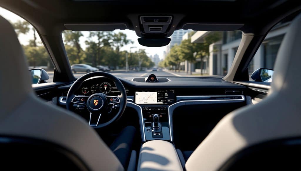 découvrez l'intérieur du porsche taycan alliant design sophistiqué et technologies innovantes pour une expérience de conduite unique et connectée.